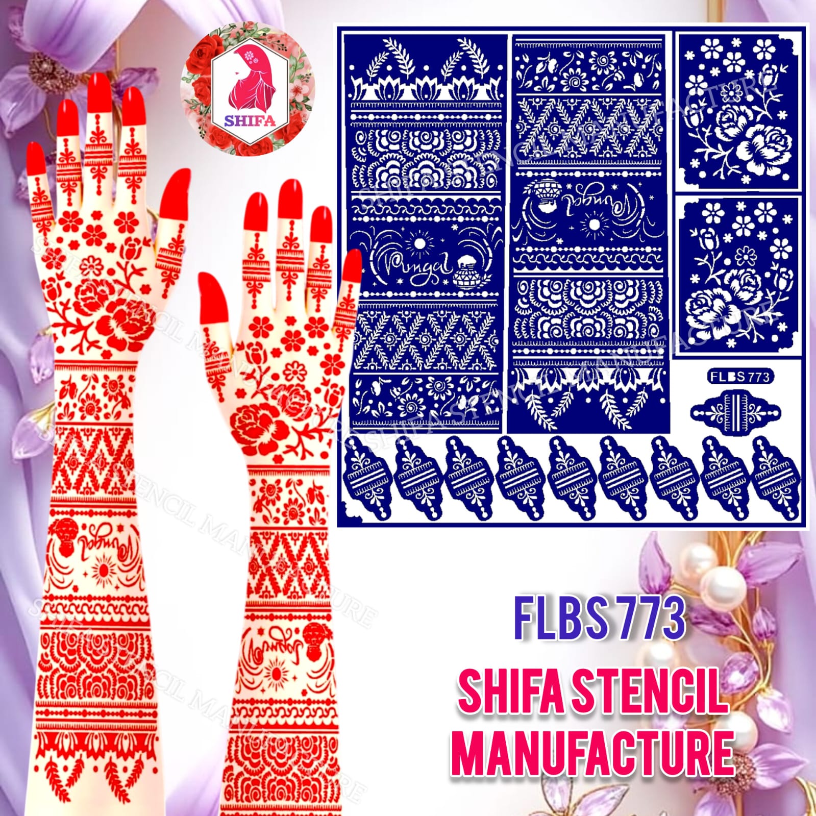 FLBS 773 Traditional Pongal Festival Stencil Sticker overview Henna Stencil - Shifa Stencil